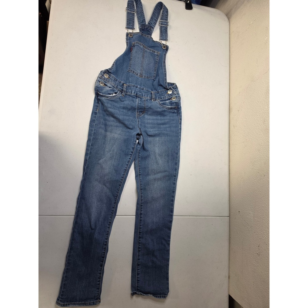 Levis Kids Medium Wash Denim Overalls Straight Leg Size 10 Regular Blue